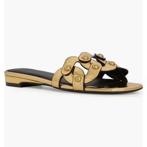 Rebecca Minkoff Metallic Gold and Black Slide Sandals